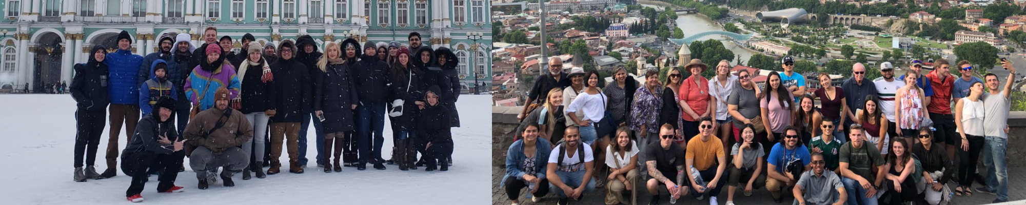 students and faculty from a winter and summer study abroad programs